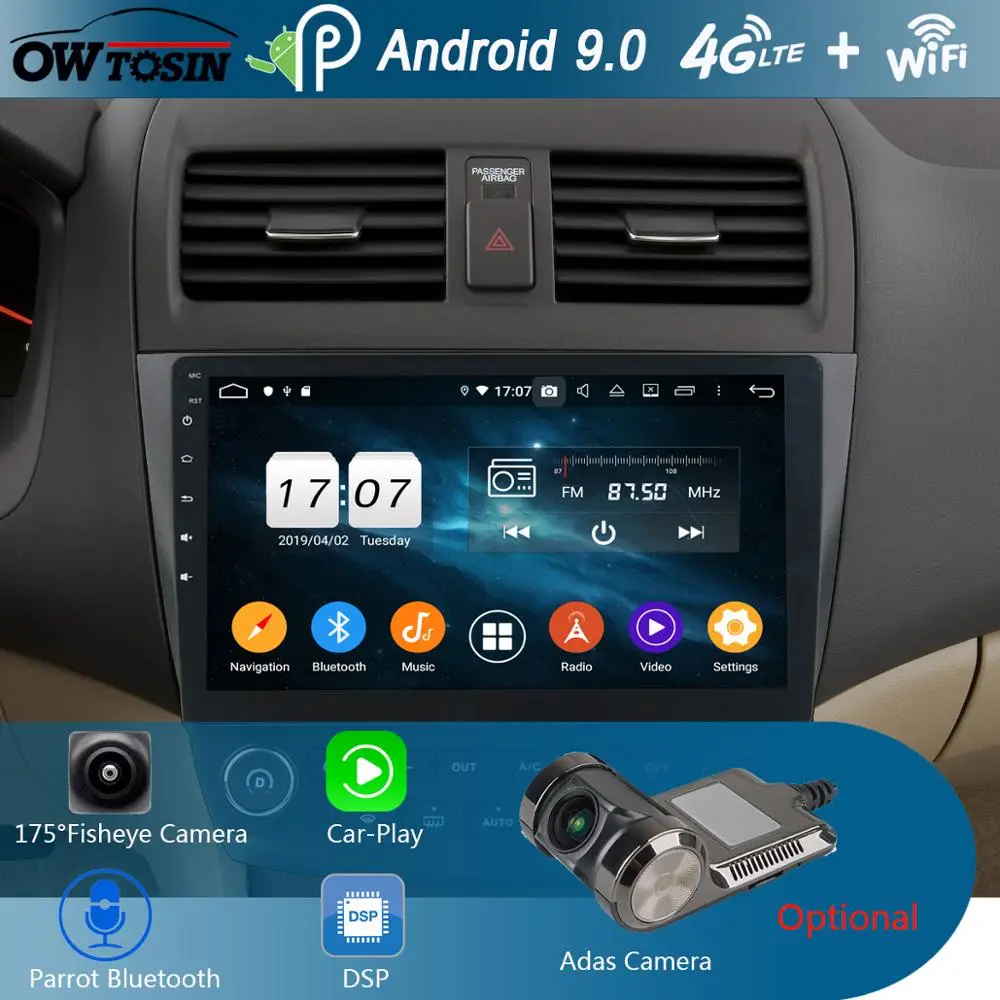 Автомобильный мультимедийный DVD плеер экран 10 1 дюйма IPS Android 9 0 Восьмиядерный 4 Гб +