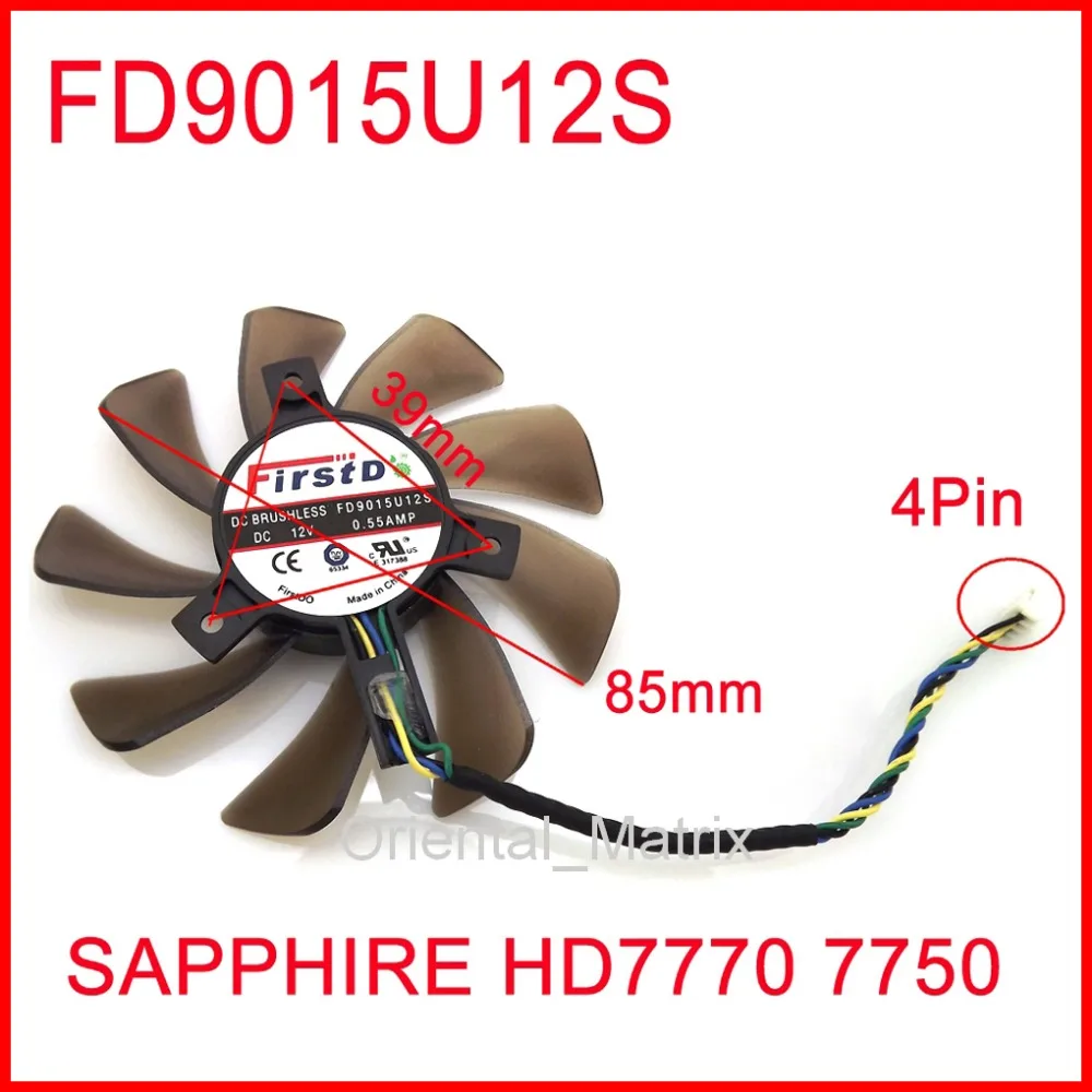 Бесплатная доставка FD9015U12S 12 В 0.55A 85 мм 39x39x39 для Sapphire HD7770 7750 охлаждающий вентилятор