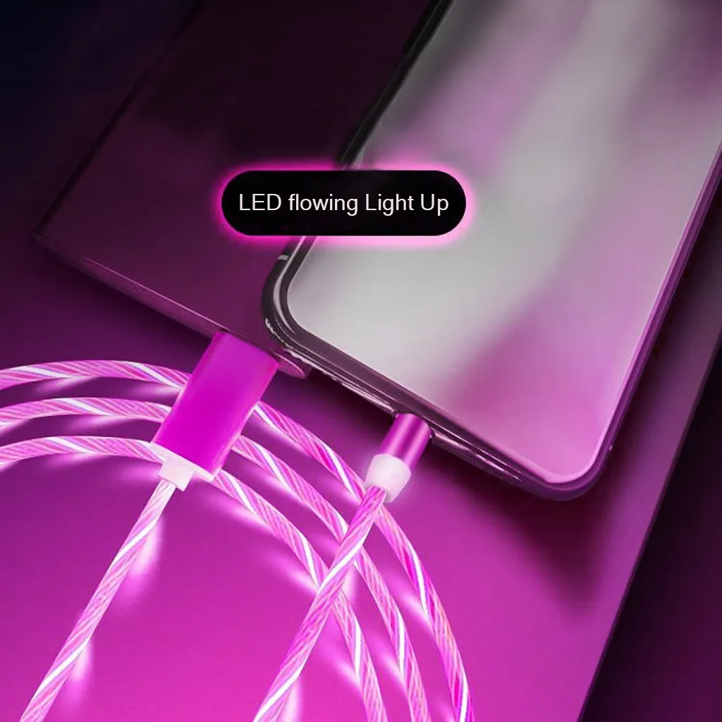 USB кабель для зарядки телефона светодиодный плавный свет usb type C и Mirco зарядное