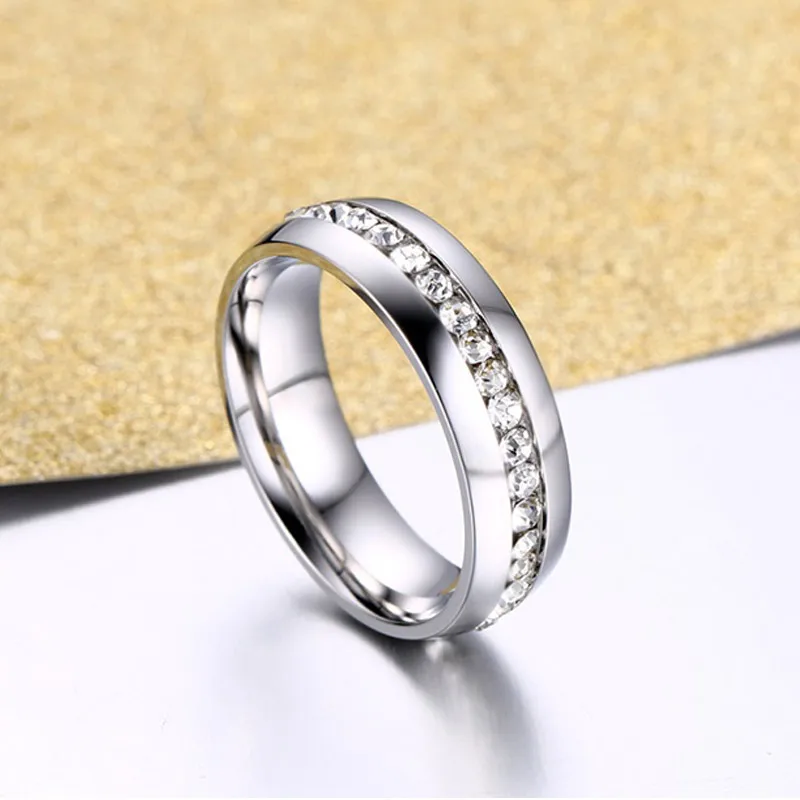 Vnox однорядные Кристалл камень кольцо для Для женщин Нержавеющая сталь свадебные