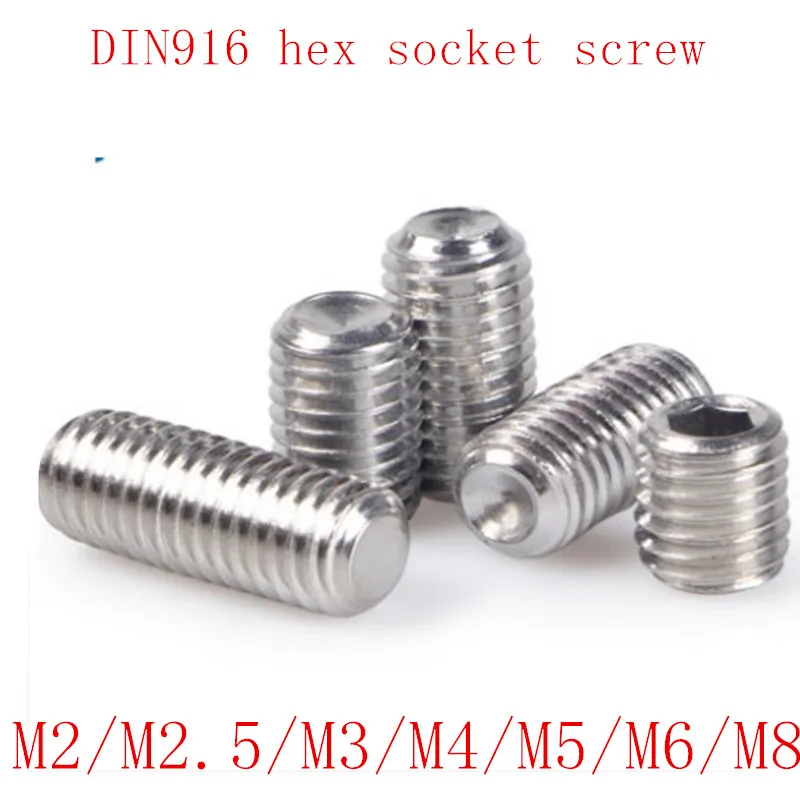 Винт с шестигранной головкой DIN916 50 шт. 20 винт M2 M2.5 M3 M4.M5.M6.M8 из нержавеющей стали
