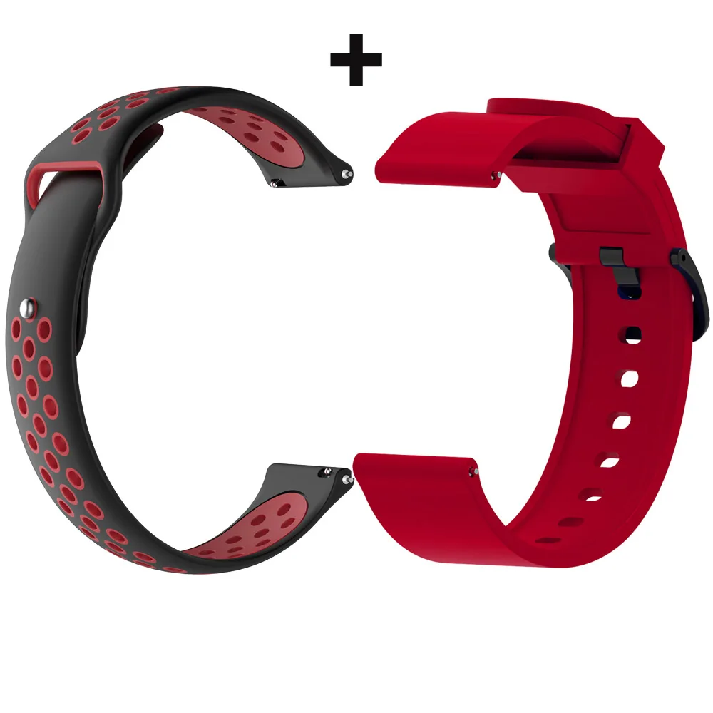black red-red Для Xiaomi Amazfit GTS браслет Amazfit Bip ремешок для часов Amazfit GTR 42 мм силиконовый ремешок для часов - Цвет: black red-red