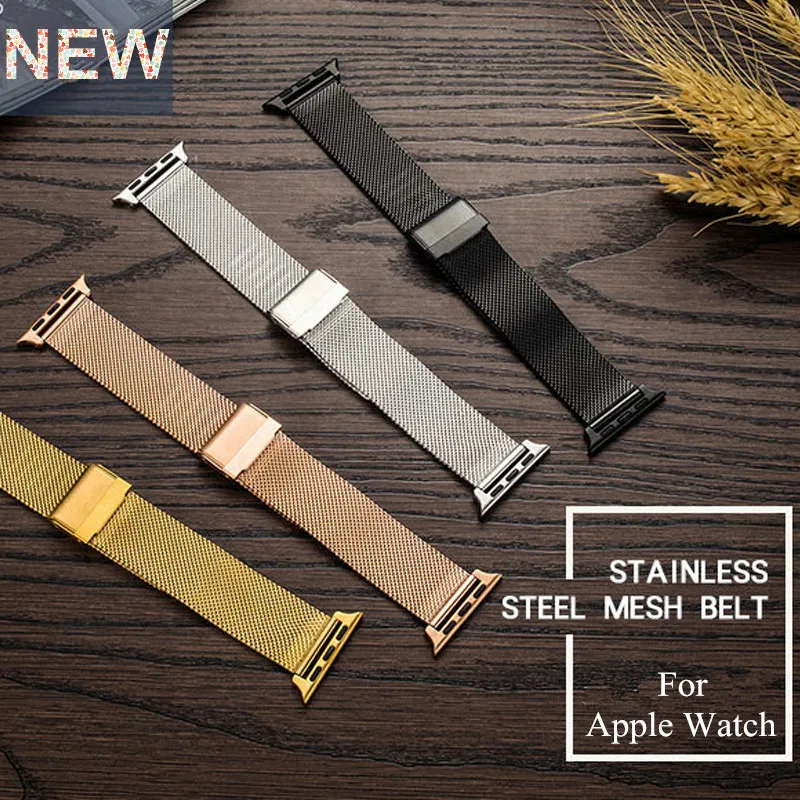 Ремешок для Apple Watch 4 44 мм стальной браслет с металлической пряжкой цвета розового