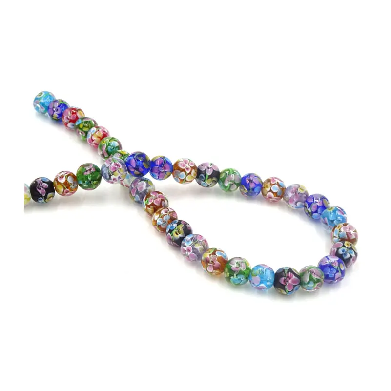 10 мм Цветные глазурованные стеклянные бусины ожерелье из бусин цветов Maken