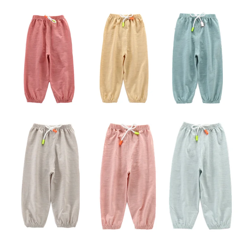 

Celveroso summer kids pants Mosquito repellent trousers bloomers candy color comfort ankle length pants Cotton loose pants