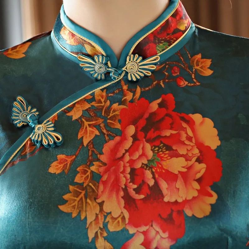 Женское бархатное короткое платье Qipao китайское традиционное винтажное с