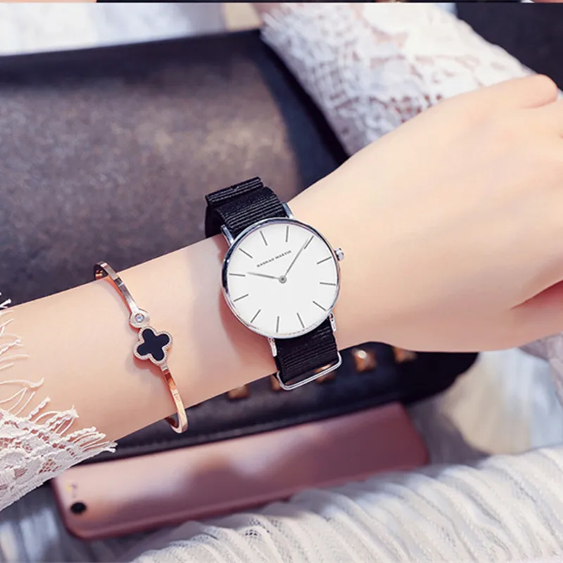 HANNAH MARTIN Fashion Casual Quartz Watch Women Nylon Strap Dress Watches Relojes Hombre Hot Gift relogio feminino | Наручные часы