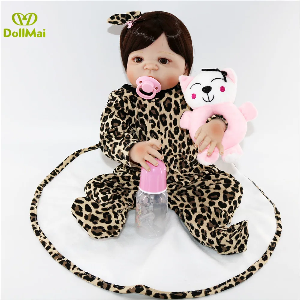 

23inch 57cm Baby Reborn Dolls Full Silicone Vinyl adorable girl doll vivid bathe dolls baby reborn Alive Doll NPKCOLLECTION toy