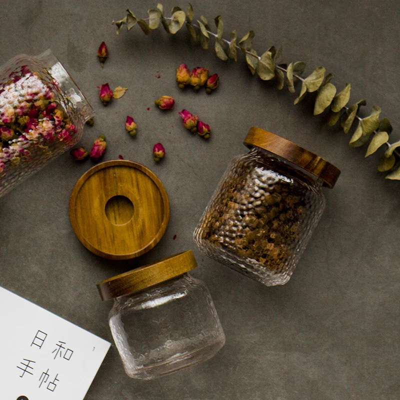 

Glass Wood Cover Seal Storage Jar Classical Minimalist Nordic Storage Bottle Home Organizer Coffee Sugar Tea Container Decor
