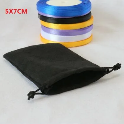 

50pcs/lot Zavorohin 5*7cm Drawstring DOUBLE Sided Black/Red Small Velvet Pouches Jewelry Gift Bag Small Packing Bags
