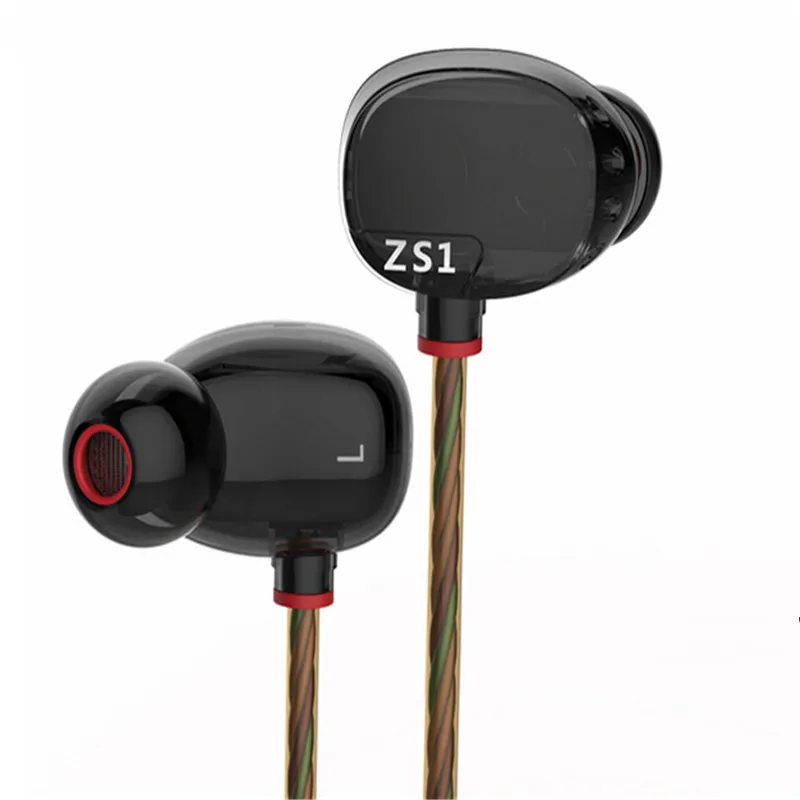 Новинка 2017 года KZ ZS1 наушники двойной драйвер черный гарнитура стерео