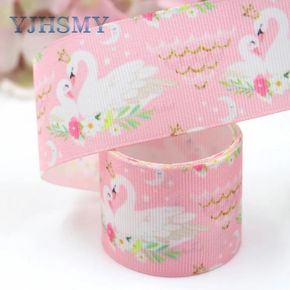YJHSMY I-19221-435 38 мм 10 ярдов мультфильм лебедь термопечать ленты grosgrain Бант колпачок DIY