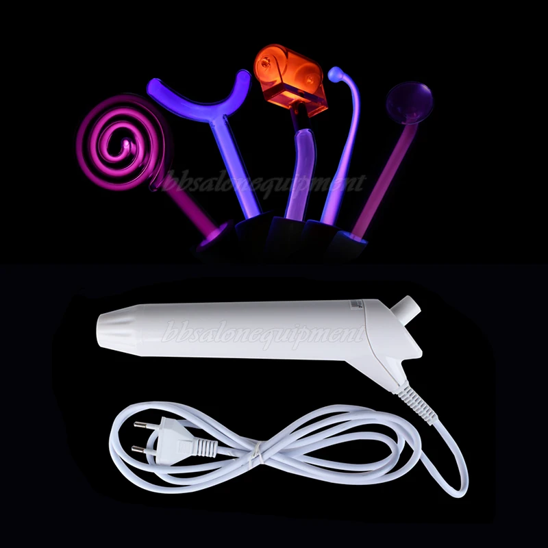 Высокочастотная машина с 5 фиолетовыми оранжевыми электродами для ухода за кожей