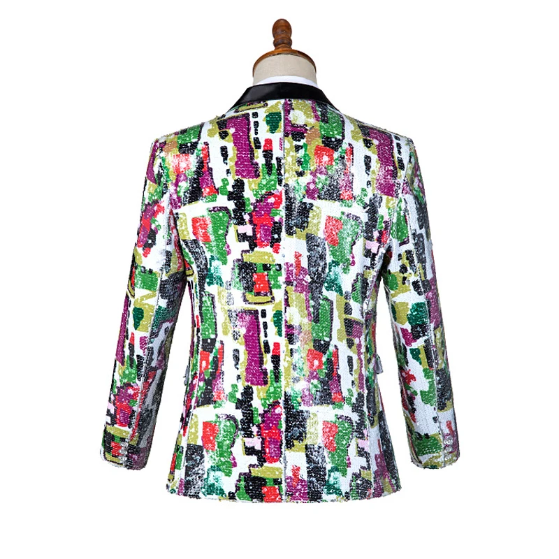 Мужской Блейзер приталенный повседневный жакет облегающий Блестящий цветочный