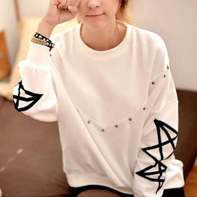 Women Hoodies-New Arrival Fashion Leisure 's Hoodies Loose Round Neck Long Sleeve Spring And Autumn Section#1873030 | Женская одежда