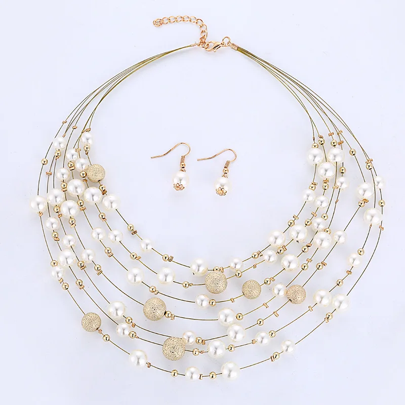 Чокер женский многослойный ожерелье-цепочка под воротник с подвесками имитацией