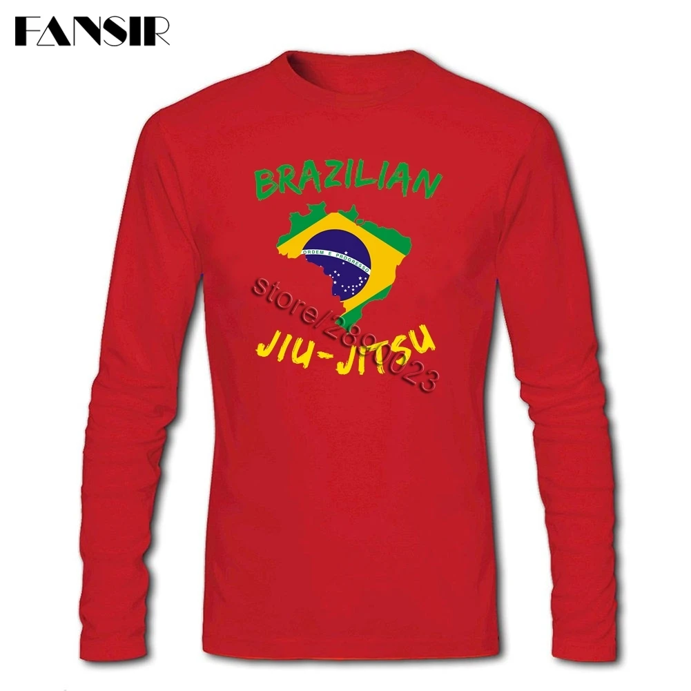 Men Tee Shirt O-neck Long Sleeve Cotton BJJ Brazilian Jiu Jitsu Novelty T Men's Мужская одежда