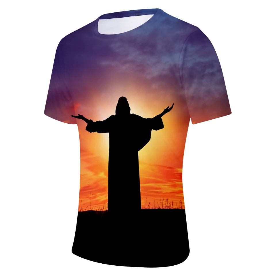 Новинка 2020 Мужская футболка с 3D-принтом Иисуса Христа повседневные мужские