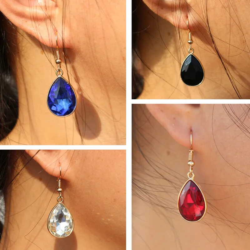 Женские Висячие серьги с кристаллами висячие в форме капли модные украшения 2018 |
