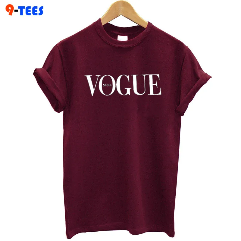 2018 Новая летняя футболка Для женщин VOGUE Высокое качество Мода Письмо печати