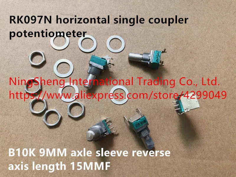 

Оригинальный новый 100% импорт RK097N горизонтальный один соединитель потенциометр B10K 9 мм ось втулка обратная Ось Длина 15 мм f (переключатель)