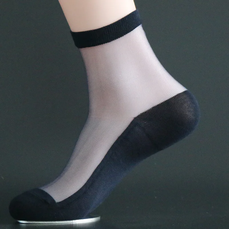 Большие продажи модные мужские носки тапочки Прозрачные деловые мягкие