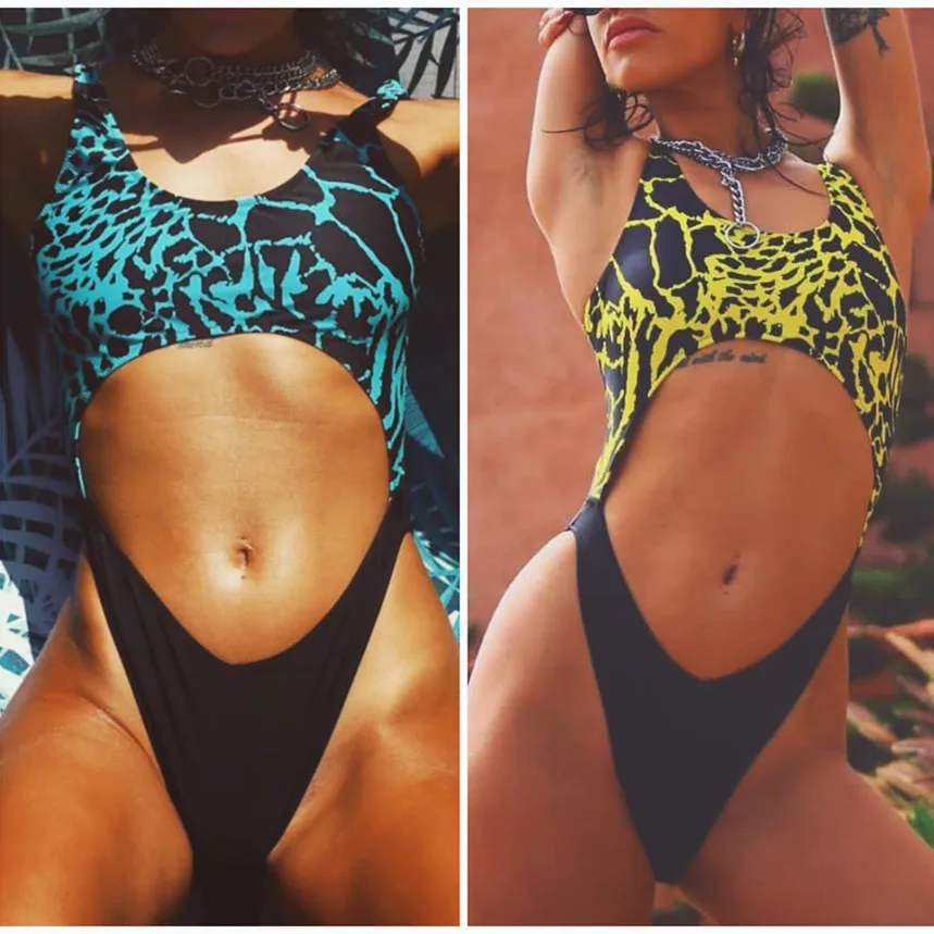 Цельный купальник Женский сексуальный Леопардовый принт Модный комплект