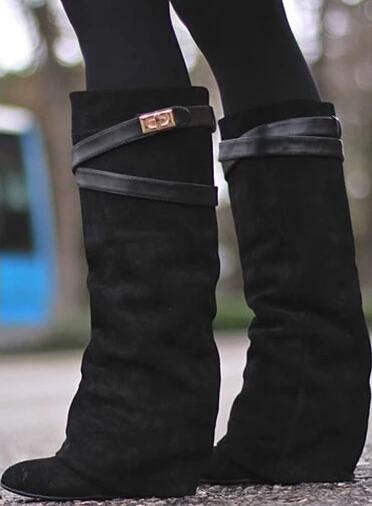 wedge heel boots leather