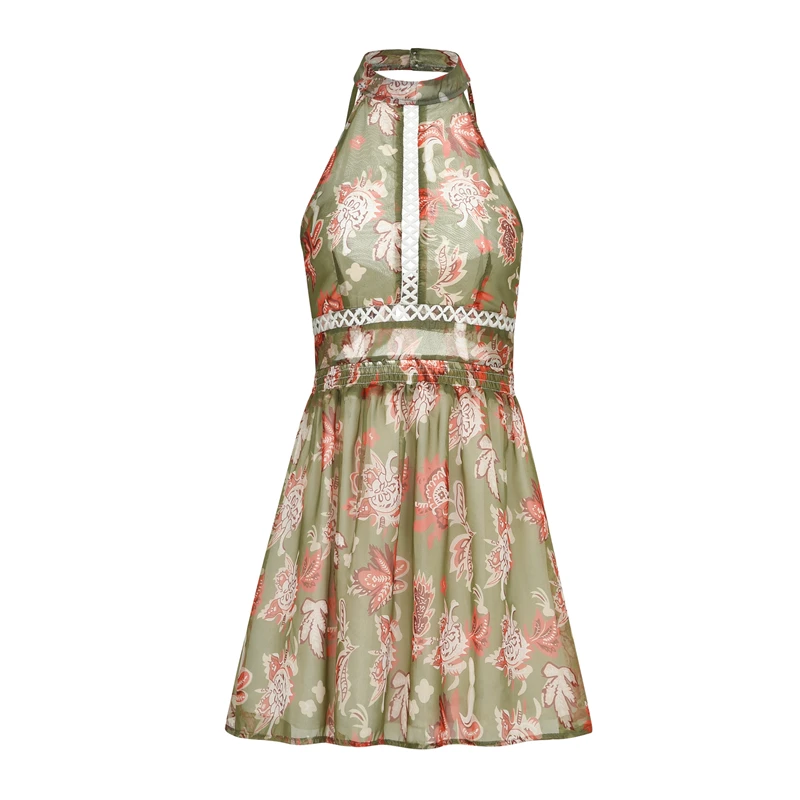 Женское пляжное платье с цветочным принтом открытое мини-платье в стиле бохо