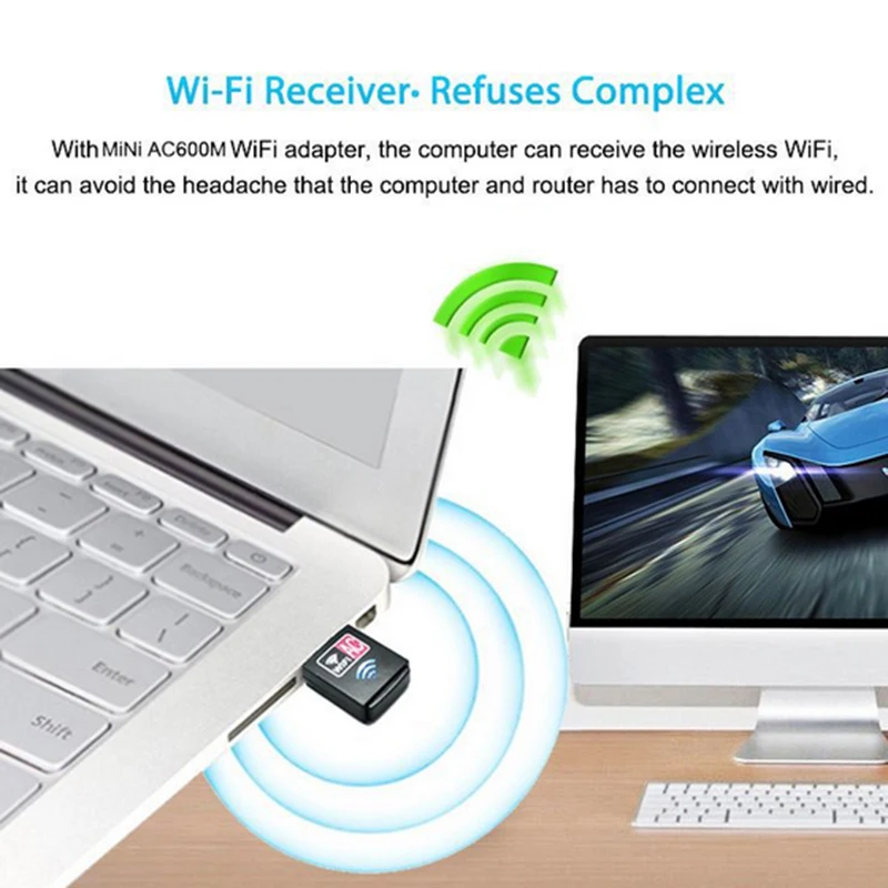 Chielecna 600Mbps Wireless Network Card Ethernet Antena Wifi Receiver PC Dual-band 5Ghz Adapter Lan USB | Компьютеры и офис