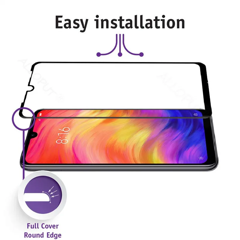 Премиум Закаленное стекло ALLOPUT для Xiaomi Redmi Note 7 Redmi 7 Стекло 9H полное покрытие черное стекло Redmi Note 7 Pro защита экрана