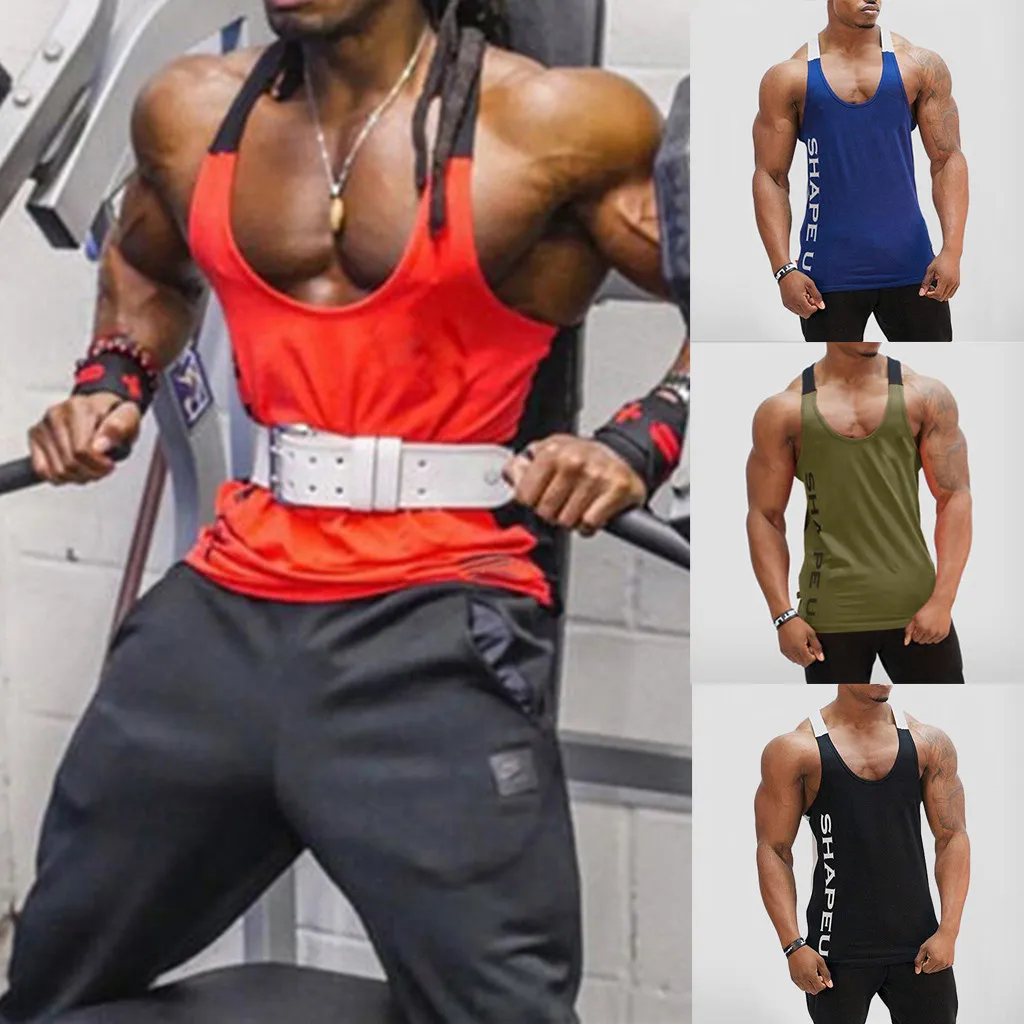 Футболка 2019 мужская майка без рукавов Бодибилдинг Спорт фитнес жилет