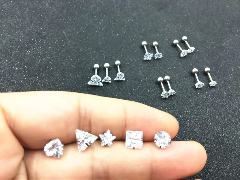 Пересылка 20 шт. Украшения для тела-уха Tragus/HELIX БАР/Стад aaacz камни зубец набор круглый /площадь/треугольник/звезда/сердце все ясно