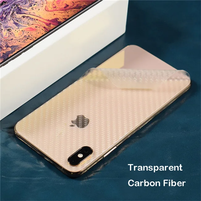 Clear Carbon Fiber 3D карбоновая пленка для телефона наклейка для iPhone XS MAX XR X 8 Plus 7 6 6S Plus прозрачная задняя наклейка - Цвет: Clear Carbon Fiber
