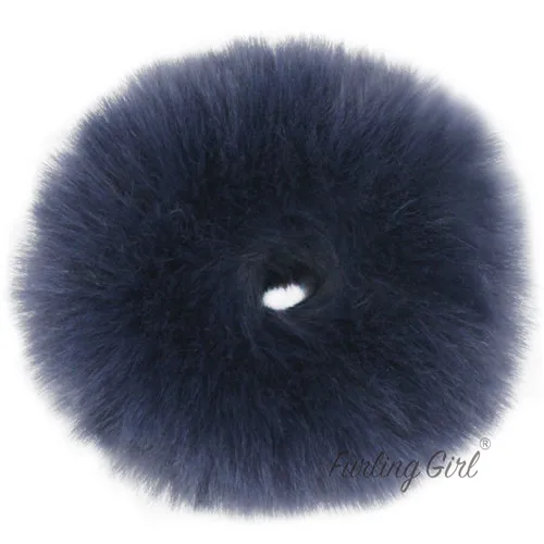 Navy Blue Устройство для девочек 1 предмет Пышная юбка, украшенная искусственным мехом; Scrunchies мягкий ручной работы мех резинки для волос кольцо для женщин резинки для волос - Цвет: Navy Blue