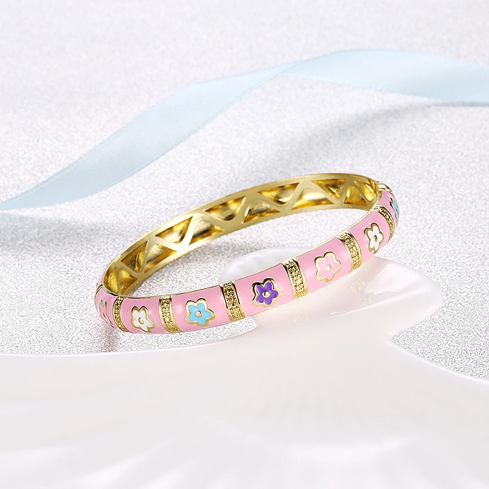 Women's Yellow Gold Color Cute Romantic Round Bangle | Украшения и аксессуары