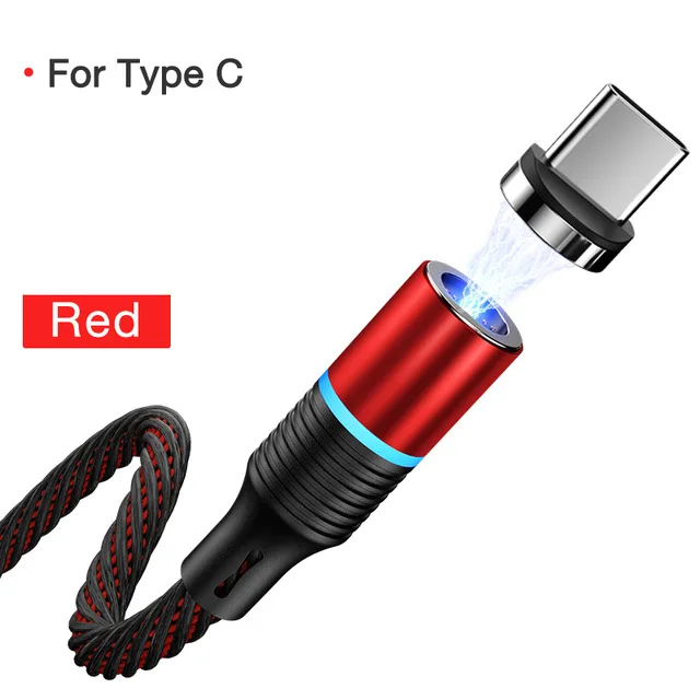 Red for Type C CAFELE Магнитный Micro USB кабель для iPhone светодиодный QC3.0 Тип C плетеный кабель зарядное устройство для samsung Xiaomi huawei 1 м 3 А Быстрая зарядка - Цвет: Red for Type C