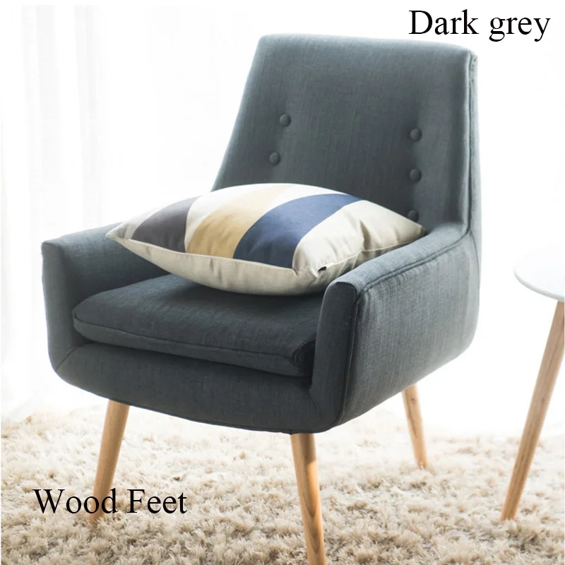 Wood Feet Dark grey Современный скандинавский ленивый диван досуг на спине ресторанный стул скандинавский дом компьютер Спальня Кабинет личность шезлонг - Цвет: Wood Feet Dark grey