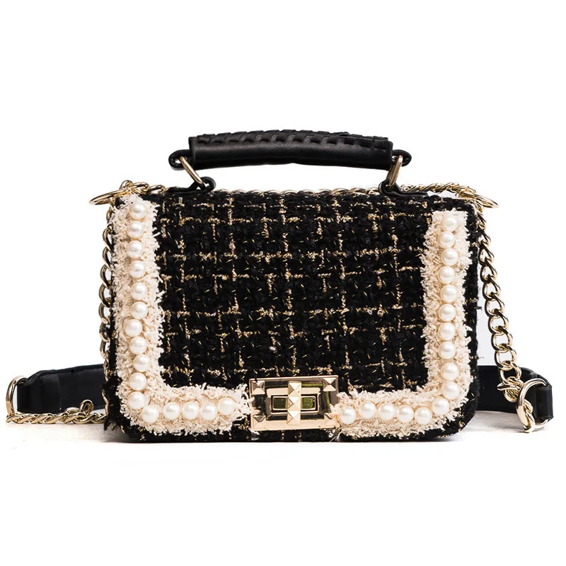 Маленькая шерстяная сумка с ароматом жемчуга новинка 2019 женские сумки высокого