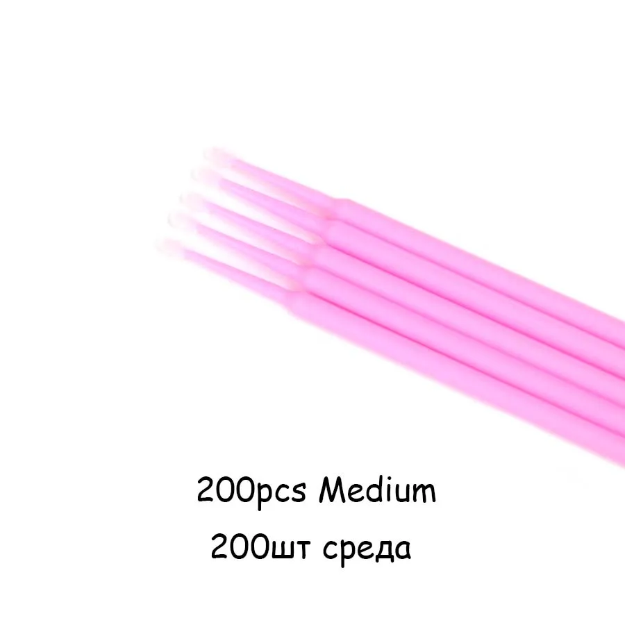 200pcs Pink Микрощетки Макияж для ресниц расширение 100/200/300 шт одноразовый клей для ресниц чистящие щетки бесплатный аппликатор палочки макияж - Цвет: 200pcs Pink