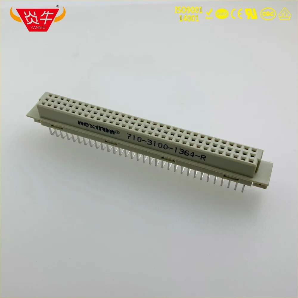50Pcs 364 DIN41612 DIN CONNECTOR 710-3100-1364-R 2*32P 64PIN FEMALE RIGHT ANGLE PINS EUROPEAN SOCKET 9001-14641COOA NEXTRON |