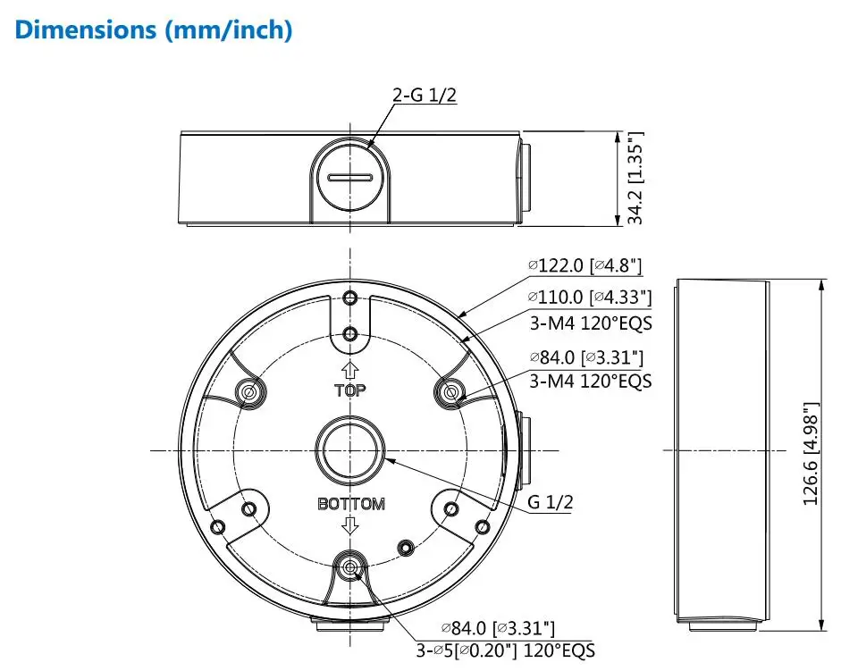 Водонепроницаемая распределительная коробка Dahua PFA137 для ip камеры IPC HDBW4631R S & HDBW4461R