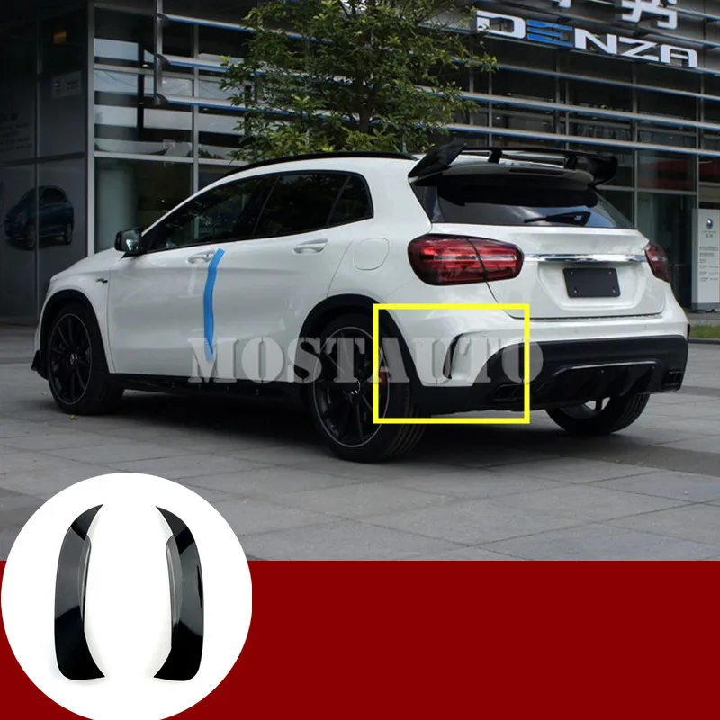 Черный Задний бампер спойлер вентиляционное отверстие Накладка для Benz GLA X156 GLA45 AMG 2013- 2 шт