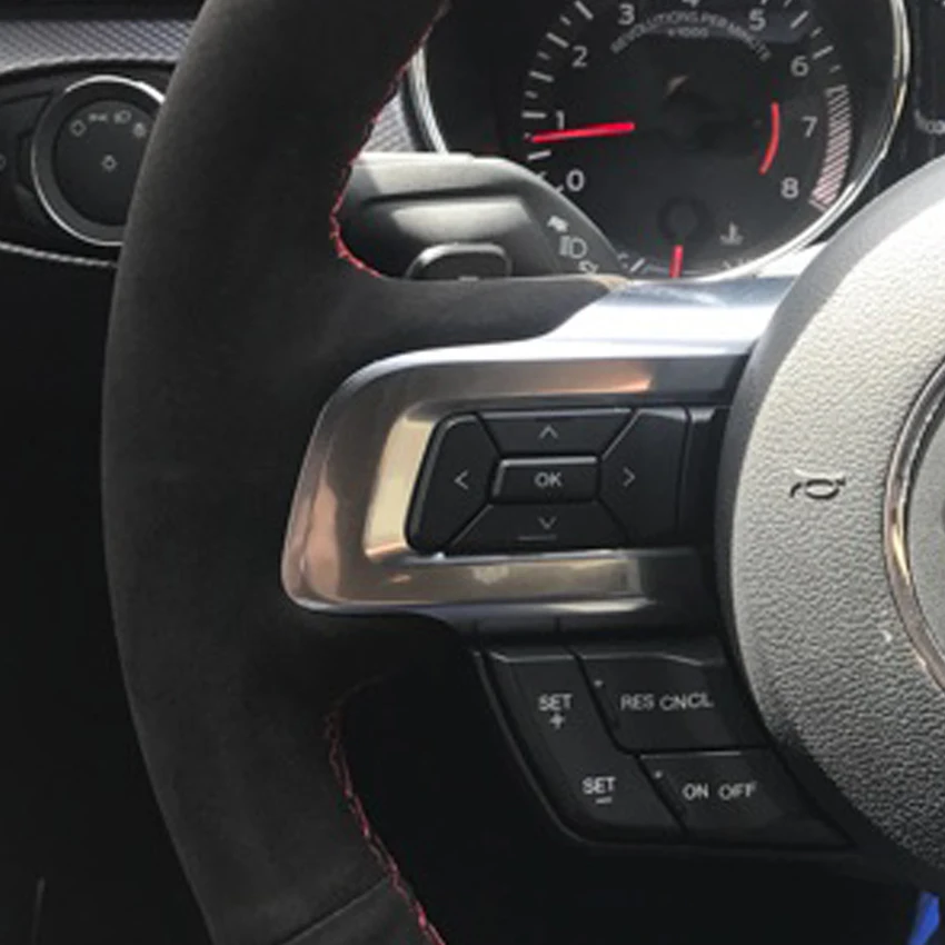 Puou черный замшевый DIY сшитый вручную чехол рулевого колеса автомобиля для Ford Mustang