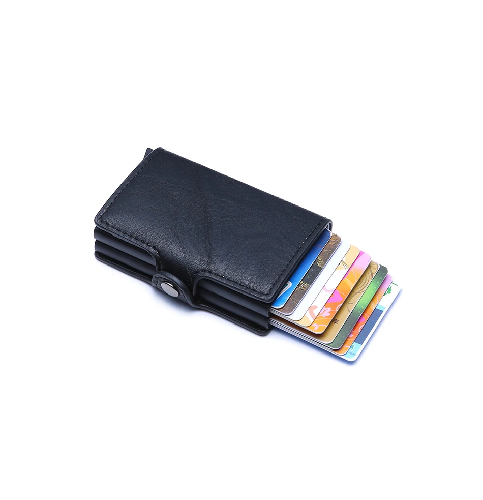 KEEBREAK Анти RFID Блокировка кожаный держатель для карт id Кредитная карта маленький, для визиток металлический дорожный минималистичный кошелек Чехол