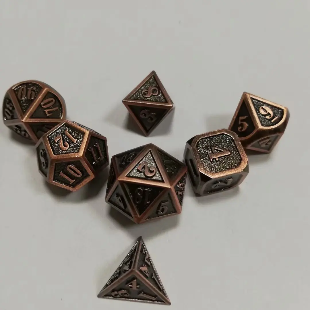 Заводская фабрика игральные кости DND металлические ролевые игры наборы многогранные цинкового сплава кубики бронзовые цифровые Подземелья и Драконы D20 10 8 12 настольные игры