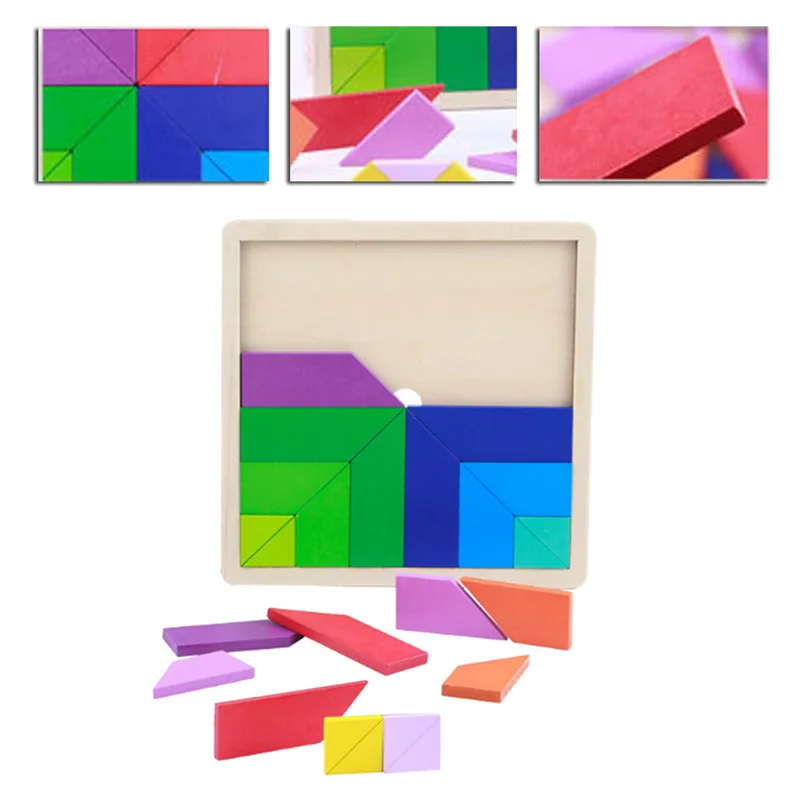 Деревянный Tangram головоломка 3D головоломка игрушка тетрис дошкольного волшебства интеллектуальная развивающая детская игрушка красочная Jisgaw доска - Цвет: 03