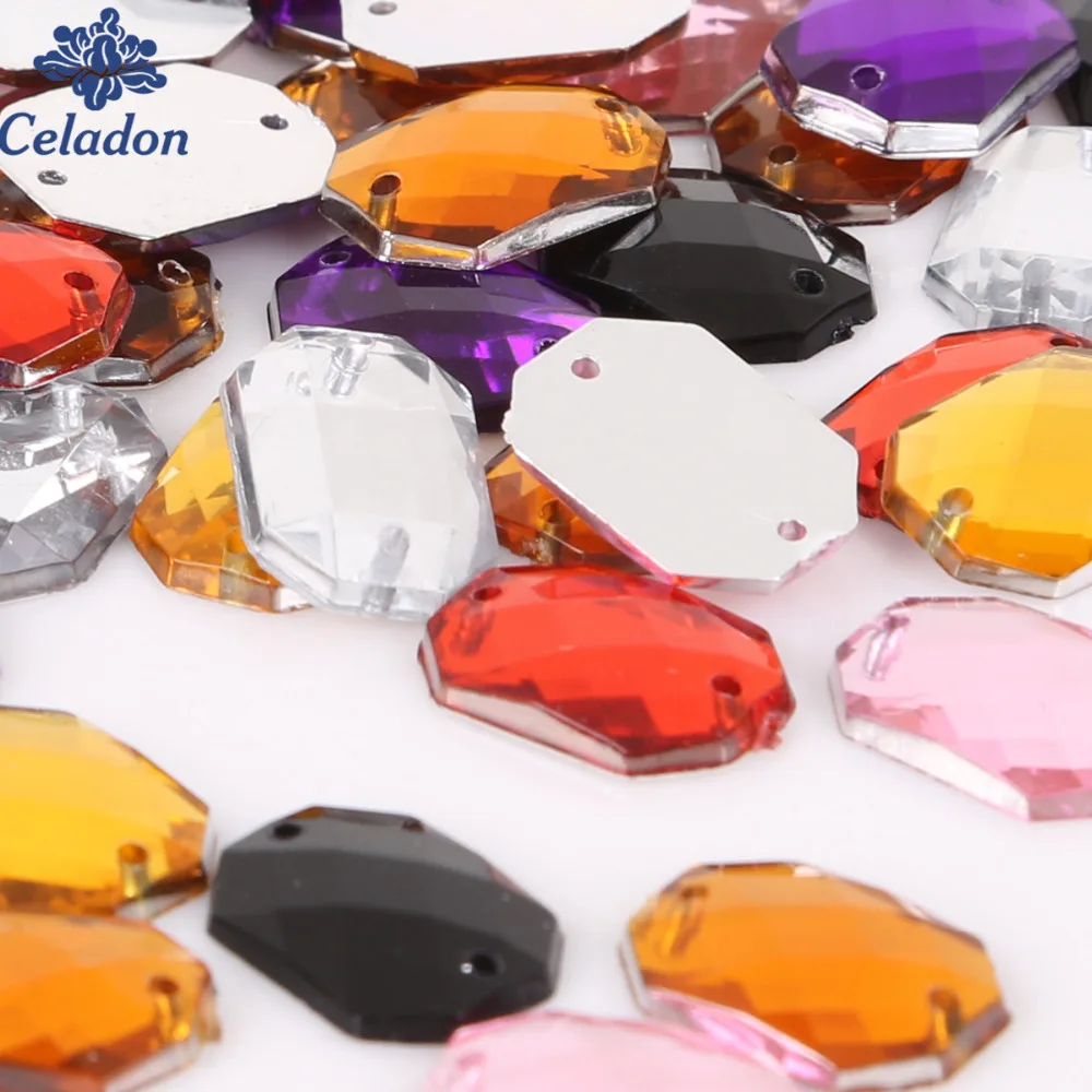 100 шт. прямоугольные акриловые стразы с двумя отверстиями 10 х14 мм| |