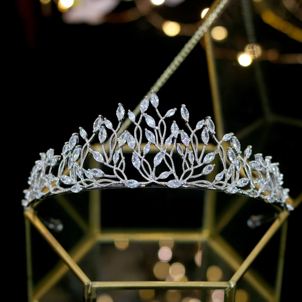 Alta calidad novia кубический цирконий boda тиара Корона banquete bola vestido de boda accesorios de joyeria