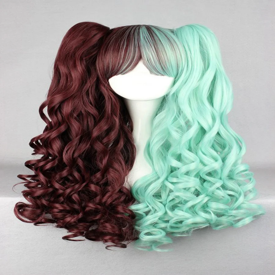 HAIRJOY женские 70 см длинные синие Смешанные розовые волнистые плетеные 2 хвостика Синтетические партии косплей парик 15 видов цветов доступны